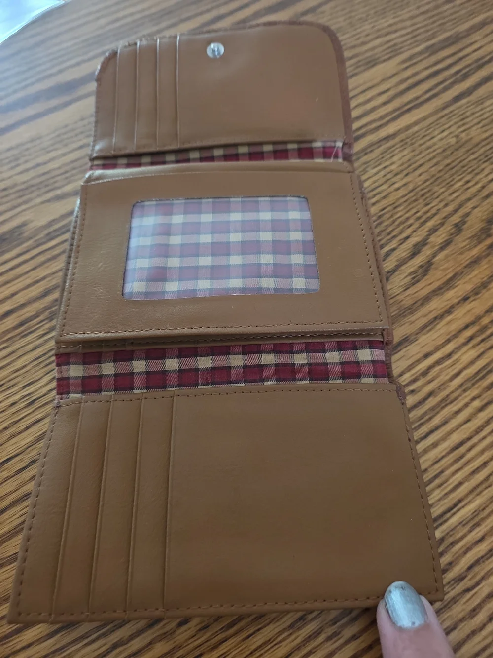 Vtg Dockers L Brown Genuine Leather Women's Trifold Organizer Credit Card Wallet